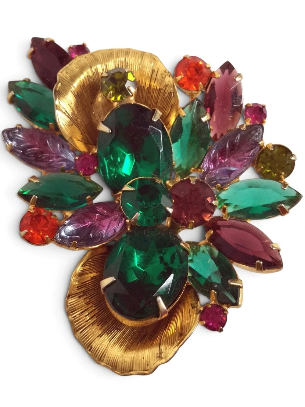 Vintage Juliana D&E Multicolor Rhinestone Floral Spray Brooch